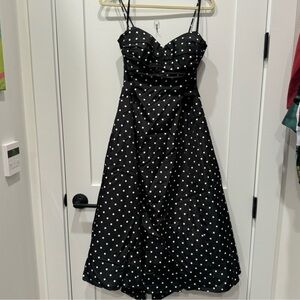 Spiegel Size 14 Black & White Polka Dot A-Line Midi Dress 50s Inspired